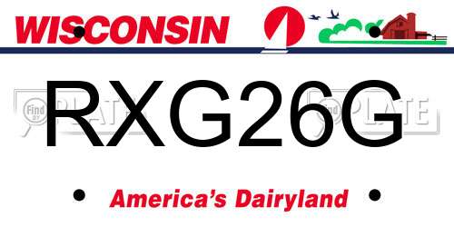 RXG26G Wisconsin License Plate