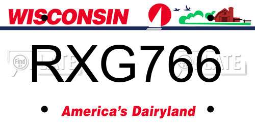 RXG766 Wisconsin License Plate