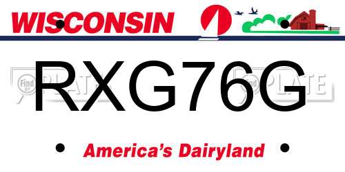 RXG76G Wisconsin License Plate