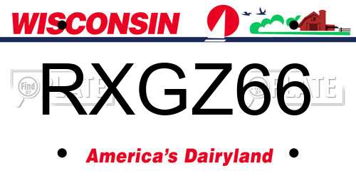 RXGZ66 Wisconsin License Plate