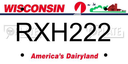 RXH222 Wisconsin License Plate