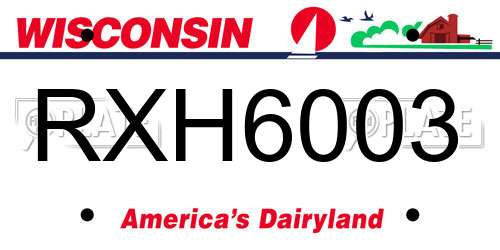 RXH6003 Wisconsin License Plate