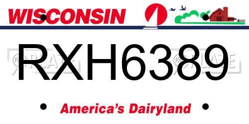 RXH6389 Wisconsin License Plate