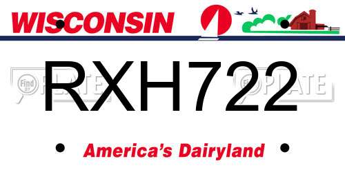 RXH722 Wisconsin License Plate