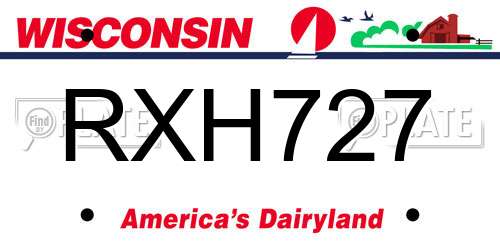 RXH727 Wisconsin License Plate