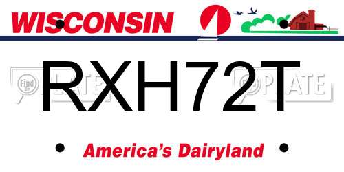 RXH72T Wisconsin License Plate