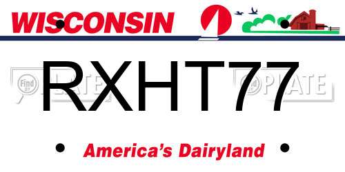 RXHT77 Wisconsin License Plate