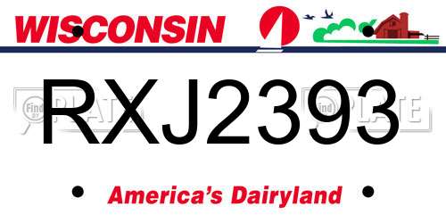 RXJ2393 Wisconsin License Plate