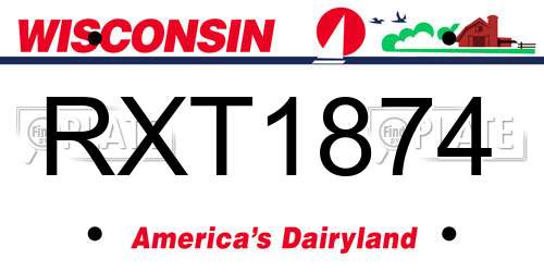 RXT1874 Wisconsin License Plate