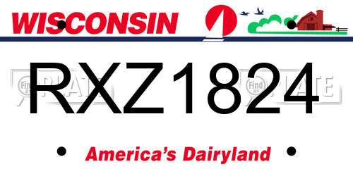 RXZ1824 Wisconsin License Plate