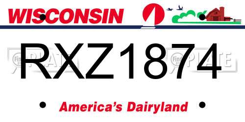 RXZ1874 Wisconsin License Plate
