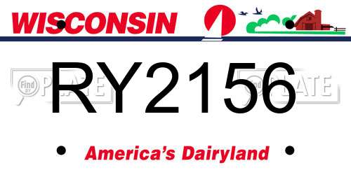 RY2156 Wisconsin License Plate