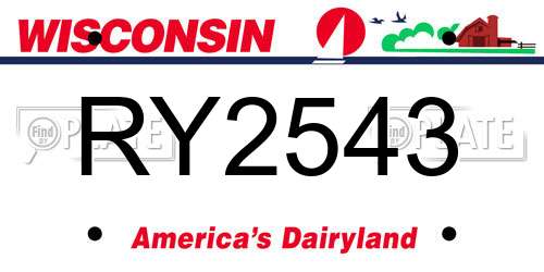 RY2543 Wisconsin License Plate