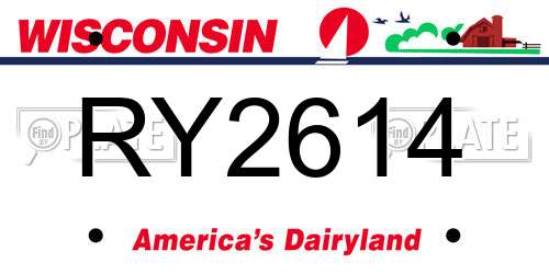 RY2614 Wisconsin License Plate