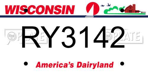 RY3142 Wisconsin License Plate