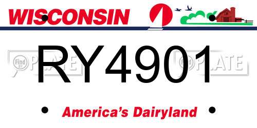 RY4901 Wisconsin License Plate