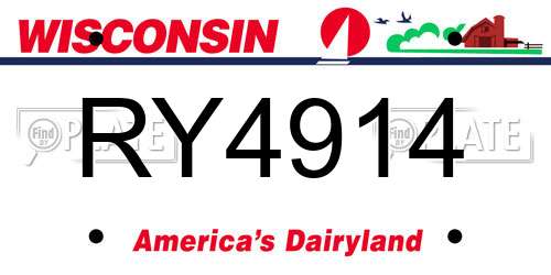 RY4914 Wisconsin License Plate
