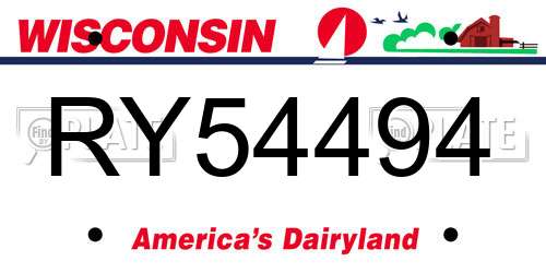 RY54494 Wisconsin License Plate