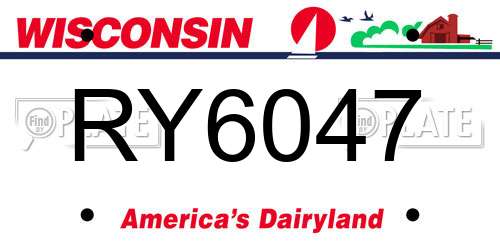 RY6047 Wisconsin License Plate