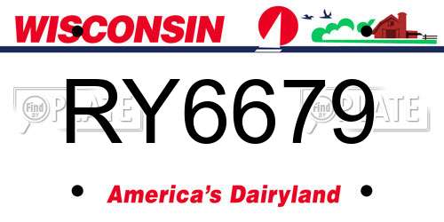 RY6679 Wisconsin License Plate