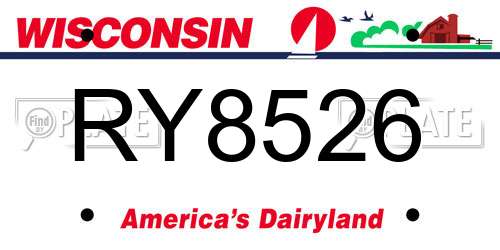 RY8526 Wisconsin License Plate