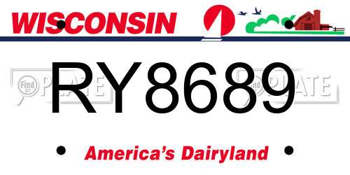 RY8689 Wisconsin License Plate