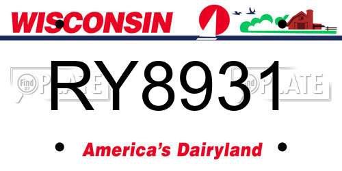 RY8931 Wisconsin License Plate