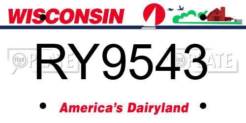 RY9543 Wisconsin License Plate