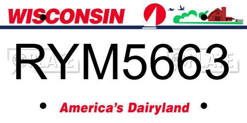 RYM5663 Wisconsin License Plate