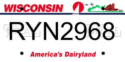 RYN2968 Wisconsin License Plate