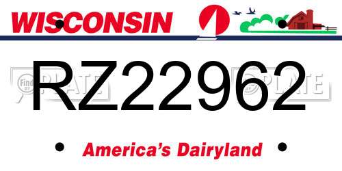 RZ22962 Wisconsin License Plate