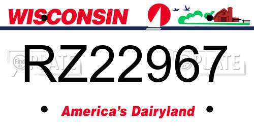 RZ22967 Wisconsin License Plate