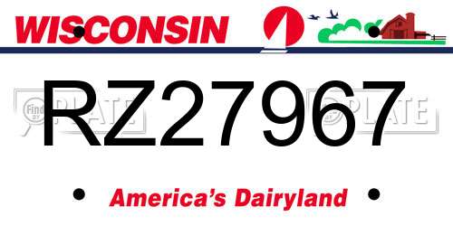 RZ27967 Wisconsin License Plate
