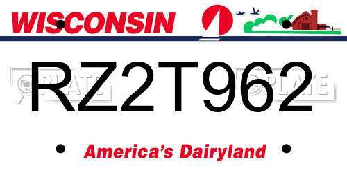 RZ2T962 Wisconsin License Plate