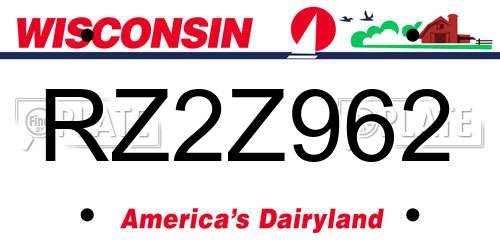 RZ2Z962 Wisconsin License Plate