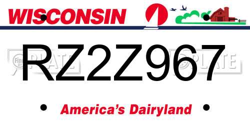 RZ2Z967 Wisconsin License Plate