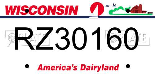 RZ30160 Wisconsin License Plate