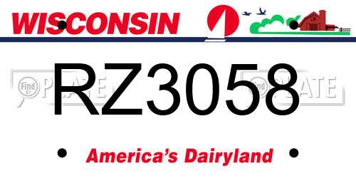 RZ3058 Wisconsin License Plate