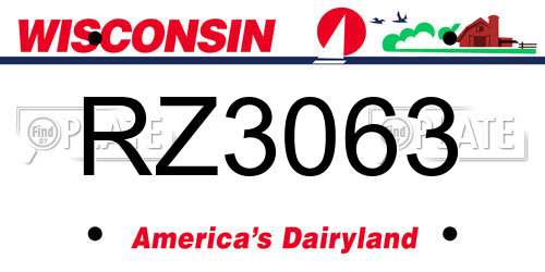 RZ3063 Wisconsin License Plate