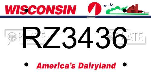 RZ3436 Wisconsin License Plate