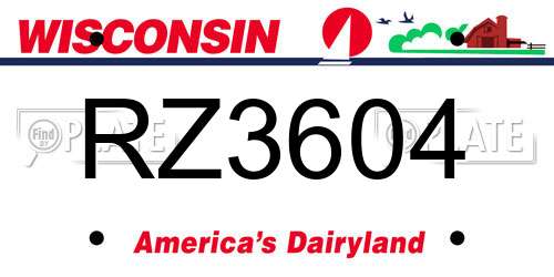 RZ3604 Wisconsin License Plate