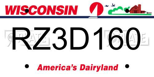 RZ3D160 Wisconsin License Plate