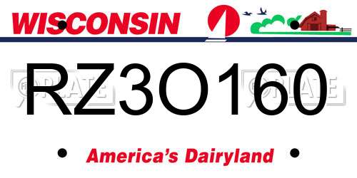 RZ3O160 Wisconsin License Plate