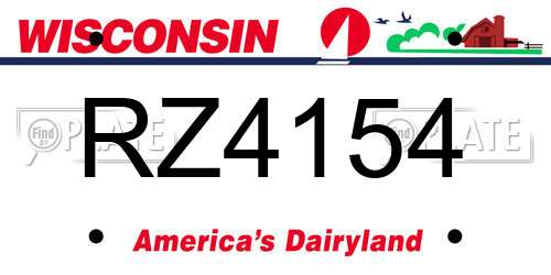 RZ4154 Wisconsin License Plate
