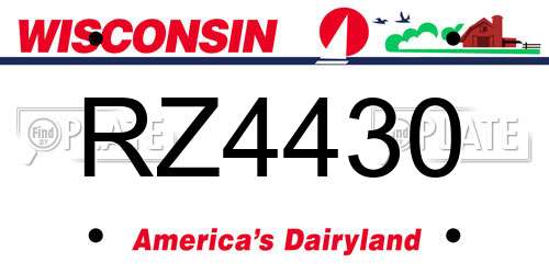 RZ4430 Wisconsin License Plate
