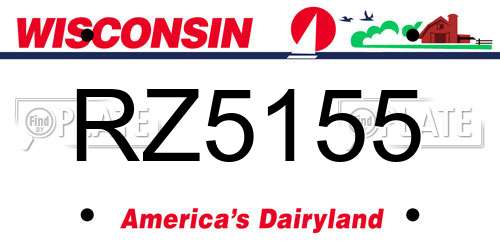 RZ5155 Wisconsin License Plate