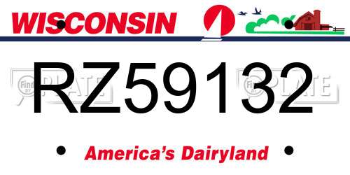 RZ59132 Wisconsin License Plate