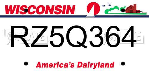 RZ5Q364 Wisconsin License Plate