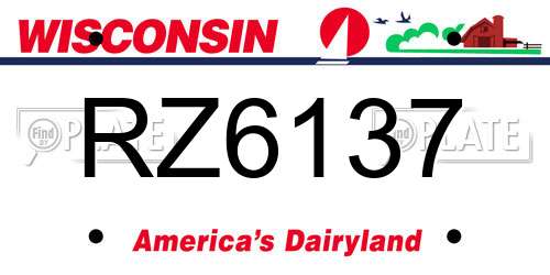 RZ6137 Wisconsin License Plate
