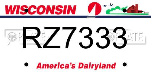 RZ7333 Wisconsin License Plate